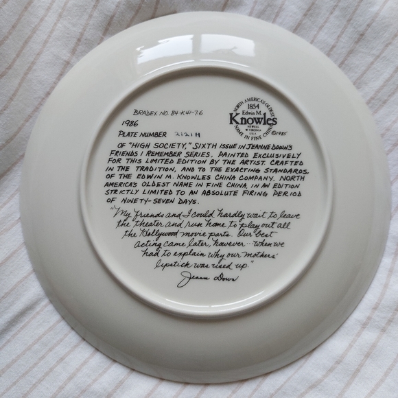 "High Society" Knowles Plate - Picture 3 of 7